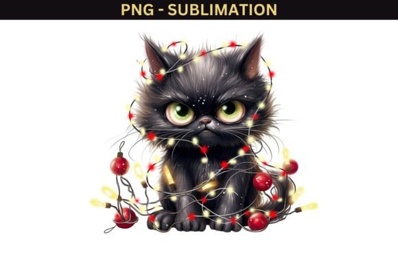 Black Christmas Angry Cat PNG: A Bold Graphics Asset