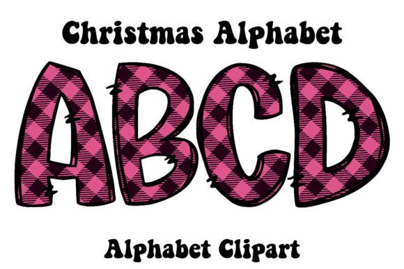 Christmas Alphabet Pink Plaid Doodle: A Festive Graphics Gem