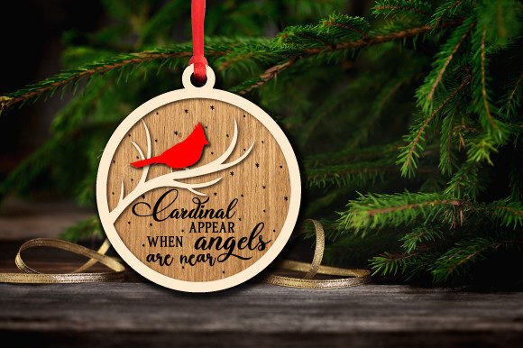 Christmas Cardinal Laser Cut Design for Winter Crafting