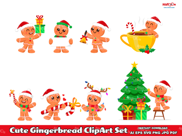 Christmas Gingerbread ClipArt Set: A Must-Have for Holiday Graphics