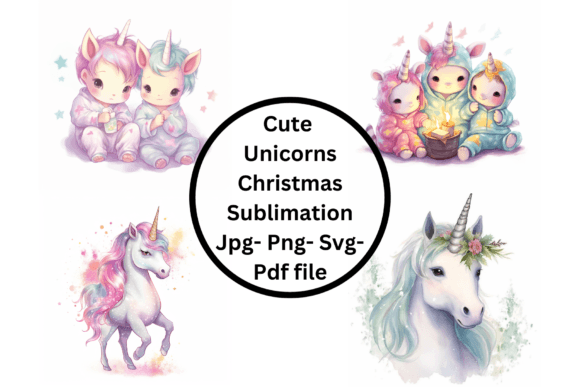 Cute Unicorn Christmas Sublimation: A Festive Graphics Delight