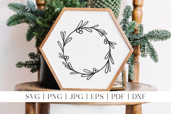 Festive Christmas Wreath Line Art for Graphics and Illustrations