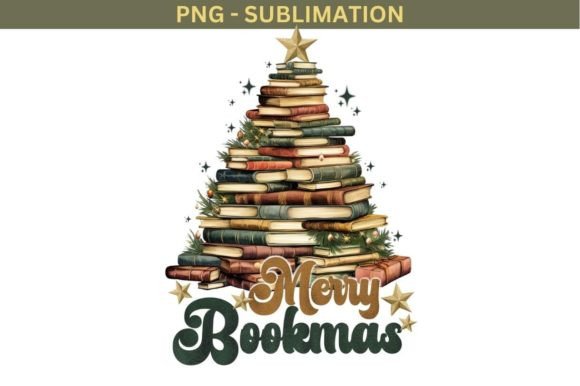 Merry Bookmas Retro Style Christmas Graphics