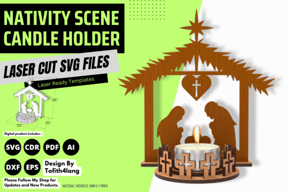 Nativity Scene Candle Holder Laser Cut Asset Review