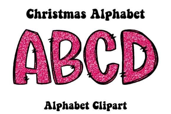 Pink Glitter Christmas Alphabet Doodle: A Graphics Treasure for Crafters