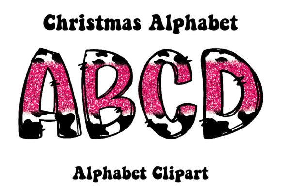 Pink Glitter Cow Print Christmas Doodle: A Festive Graphics Gem