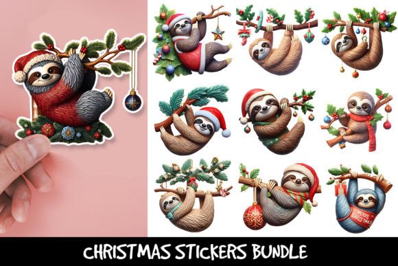 Sloth Christmas Stickers: A Graphics and Crafts Asset for Polished Editorial Content
