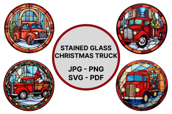 Stained Glass Christmas Truck: A Festive Graphic for Local Brands
